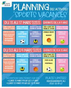 Activités "Sports vacances" au mois de mars !