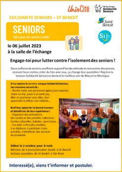 La SIJ de Saint-Benoît vous informe qu'Unis Cité recherche 24 volontaires en Service Civique Solidarité pour l'Est!