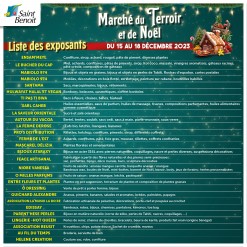 Marché du Terroir et de Noël : Liste des exposants