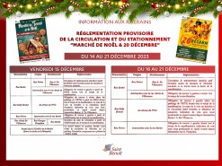 Marché du Terroir et de Noël / 20 décembre : circulation et stationnement réglementés du 16 au 21 décembre