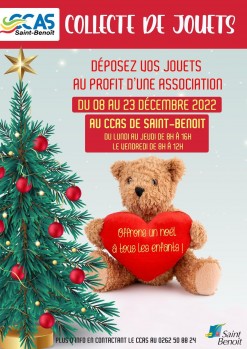 Collecte de jouets : Déposez vos jouets au profit d'une association au CCAS de Saint-Benoît!