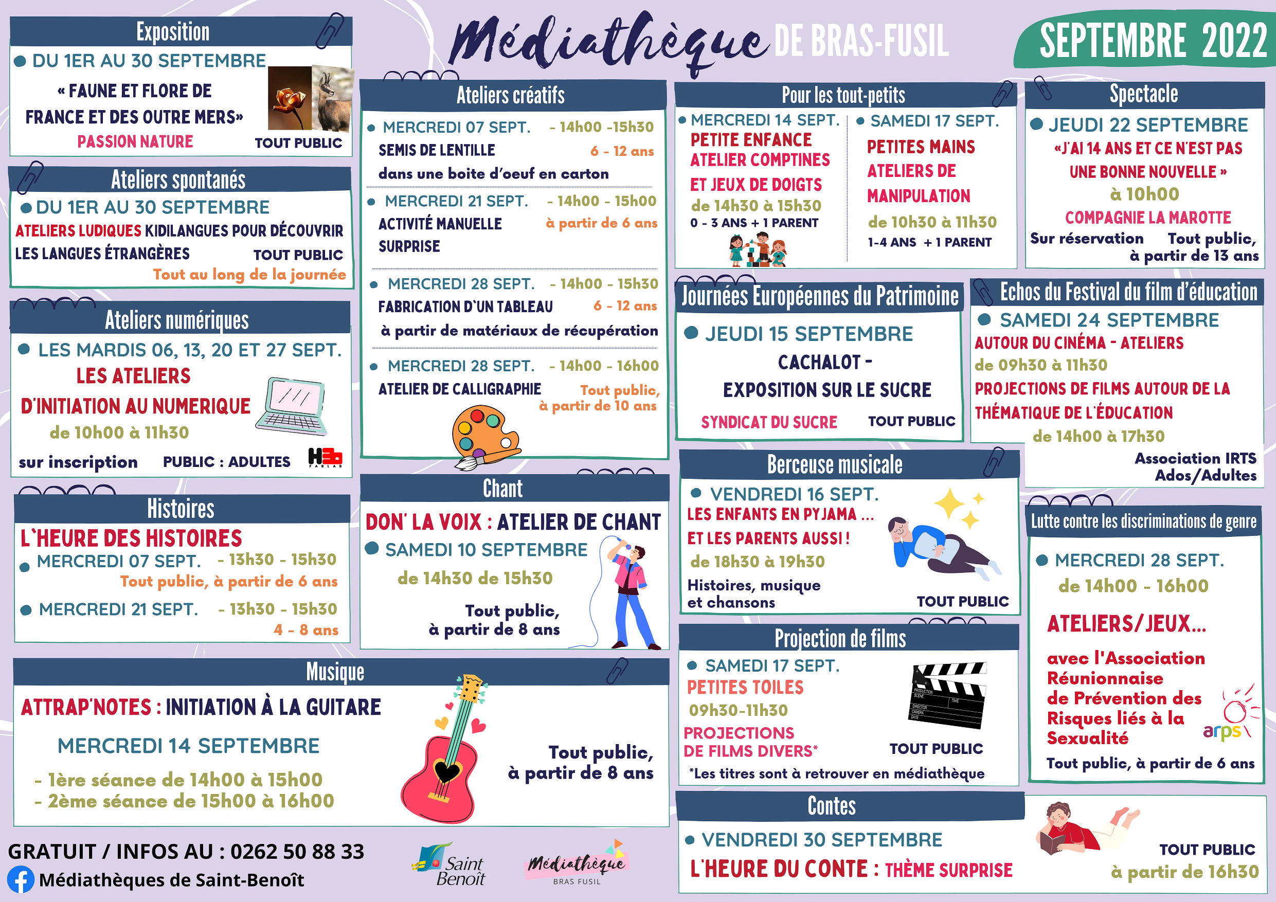 Programme de septembre Médiathèque de Bras-Fusil
