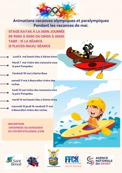 Animations vacances olympiques et paralympiques kayak