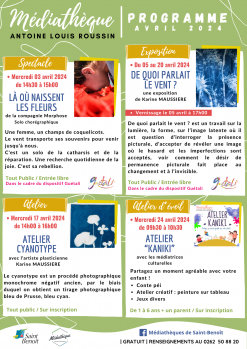 Programme du mois d'avril de la médiathèque Antoine Louis ROUSSIN