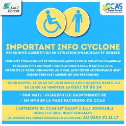 Info cyclone : Personnes âgées / en situation d'handicap isolées