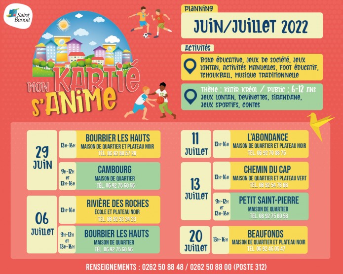 Planning Juin/juillet "Mon kartié s'anime"