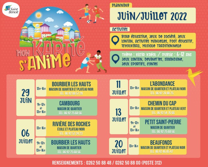 Planning Juin/juillet "Mon kartié s'anime" 