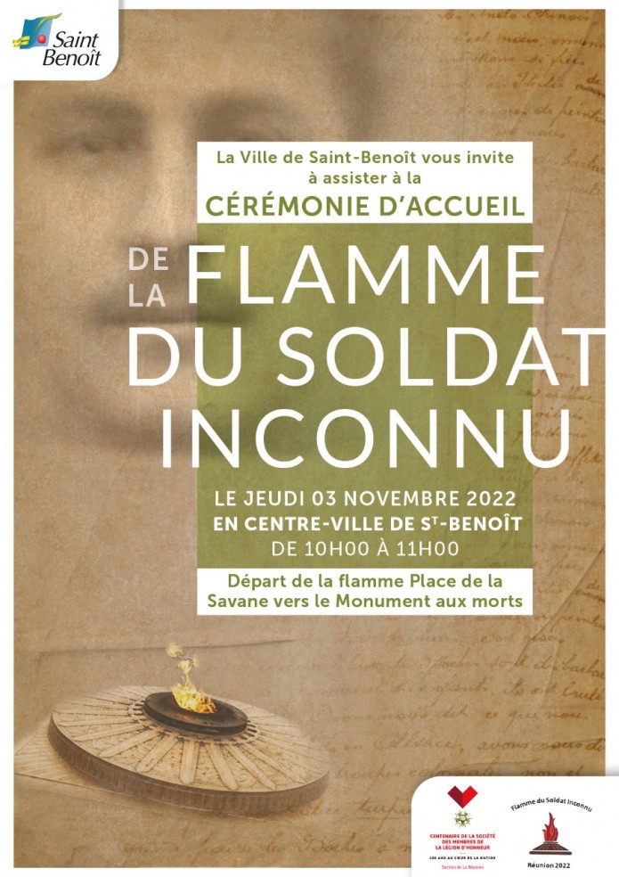 Cérémonie d’accueil de la flamme du soldat inconnu à Saint-Benoît