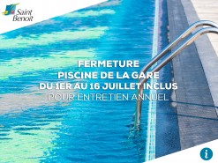 Info fermeture piscine de la Gare