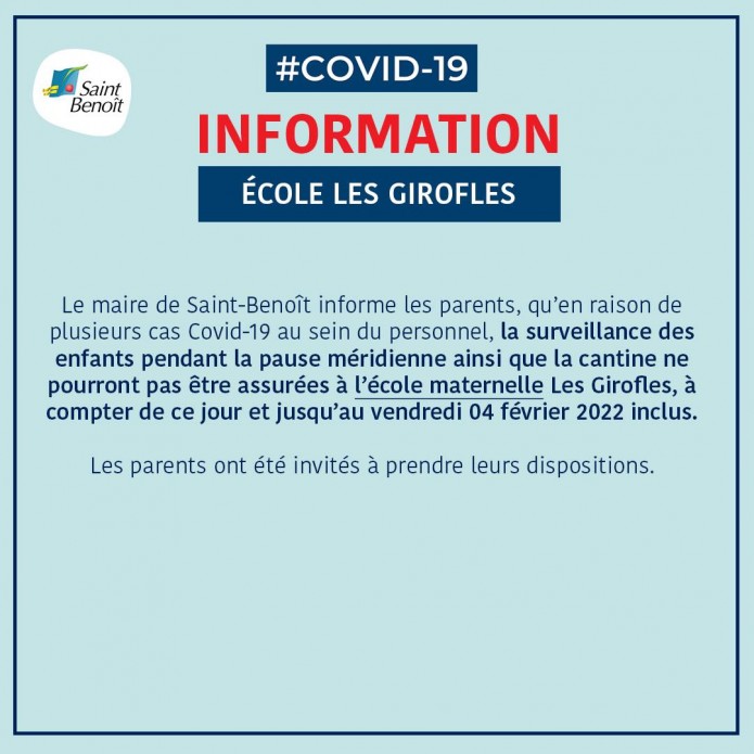 Info covid19 - Ecole maternelle Les Girofles 